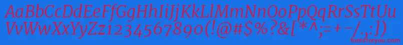 フォントMerriweatherLightitalic – 赤い文字の青い背景