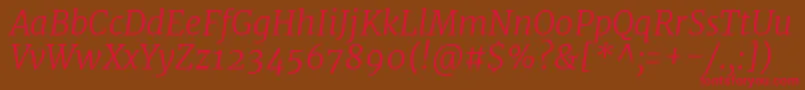 MerriweatherLightitalic Font – Red Fonts on Brown Background