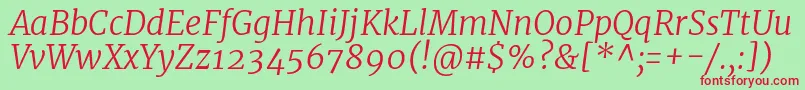 MerriweatherLightitalic Font – Red Fonts on Green Background
