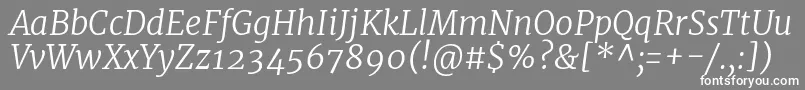 フォントMerriweatherLightitalic – 灰色の背景に白い文字