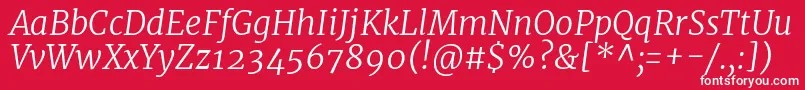 MerriweatherLightitalic Font – White Fonts on Red Background