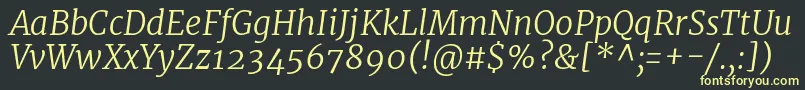MerriweatherLightitalic Font – Yellow Fonts on Black Background