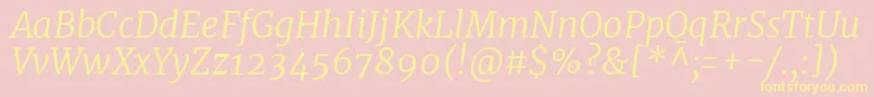 MerriweatherLightitalic Font – Yellow Fonts on Pink Background