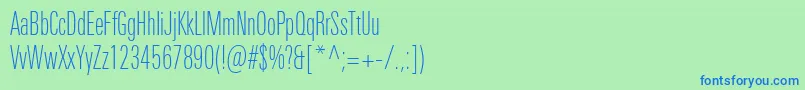フォントUniversNextProThinCompressed – 青い文字は緑の背景です。