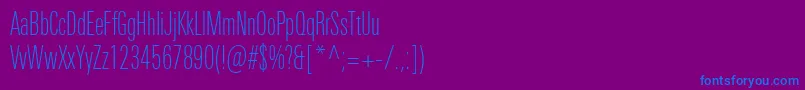 フォントUniversNextProThinCompressed – 紫色の背景に青い文字