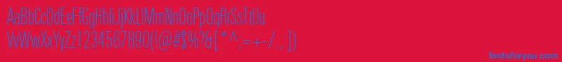 UniversNextProThinCompressed-Schriftart – Blaue Schriften auf rotem Hintergrund