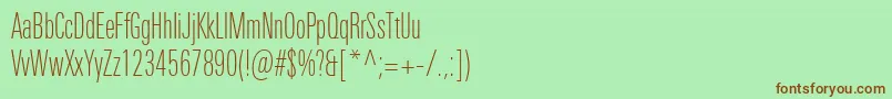 UniversNextProThinCompressed Font – Brown Fonts on Green Background