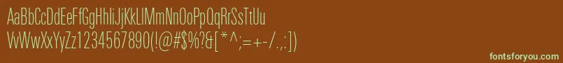 Шрифт UniversNextProThinCompressed – зелёные шрифты на коричневом фоне