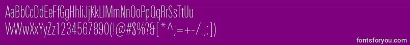 フォントUniversNextProThinCompressed – 紫の背景に緑のフォント