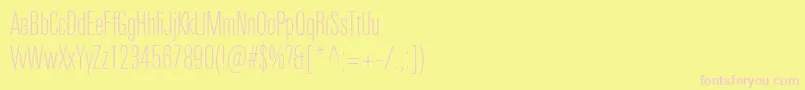 Fonte UniversNextProThinCompressed – fontes rosa em um fundo amarelo