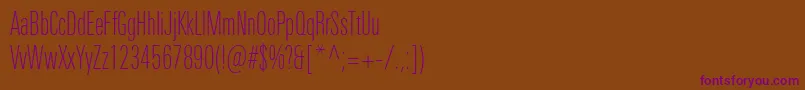UniversNextProThinCompressed Font – Purple Fonts on Brown Background