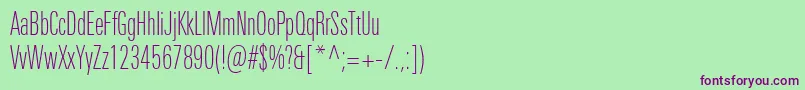 UniversNextProThinCompressed-fontti – violetit fontit vihreällä taustalla