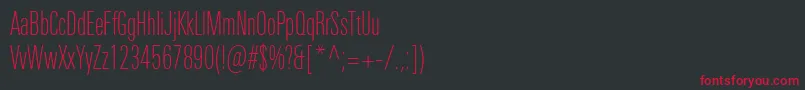 フォントUniversNextProThinCompressed – 黒い背景に赤い文字