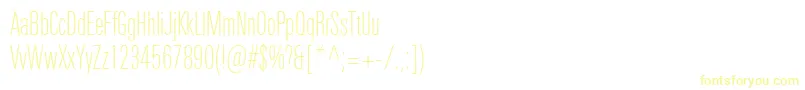 UniversNextProThinCompressed-Schriftart – Gelbe Schriften auf weißem Hintergrund