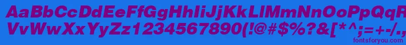 HelveticaLtBlackOblique Font – Purple Fonts on Blue Background