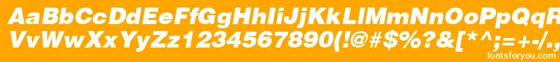 Fonte HelveticaLtBlackOblique – fontes brancas em um fundo laranja