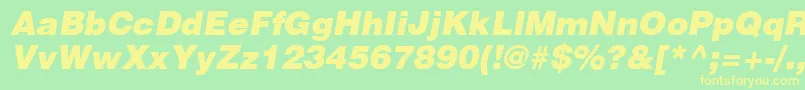 Шрифт HelveticaLtBlackOblique – жёлтые шрифты на зелёном фоне