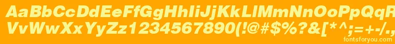 HelveticaLtBlackOblique Font – Yellow Fonts on Orange Background