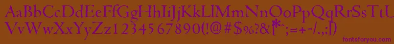 Weitere Informationen zur CambridgeantiqueRegular-Schriftart CambridgeantiqueRegular-Schriftart – Violette Schriften auf braunem Hintergrund
