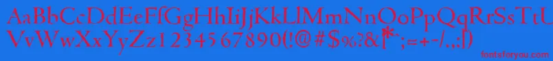 CambridgeantiqueRegular Font – Red Fonts on Blue Background