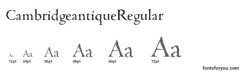 Größen der Schriftart CambridgeantiqueRegular