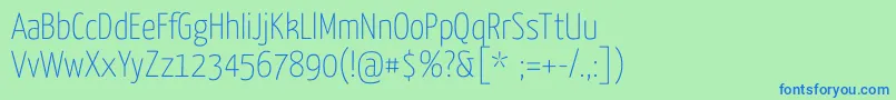 YanoneKaffeesatzThin Font – Blue Fonts on Green Background