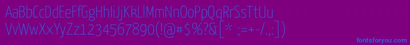 フォントYanoneKaffeesatzThin – 紫色の背景に青い文字
