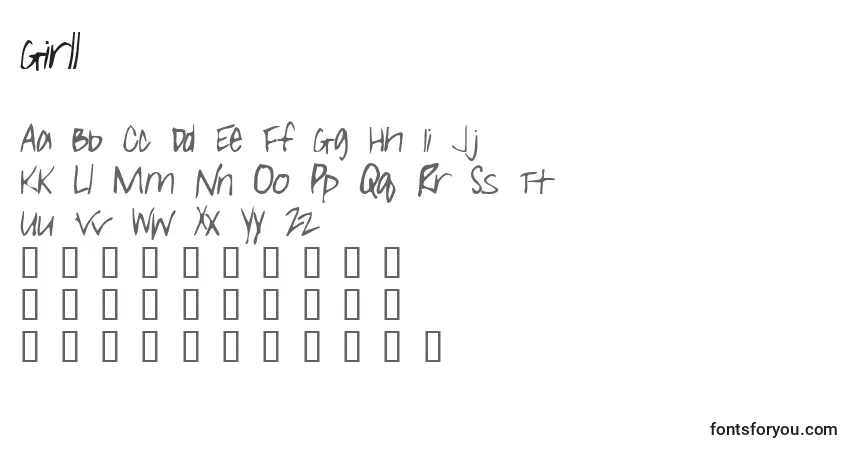 A fonte Girll – alfabeto, números, caracteres especiais