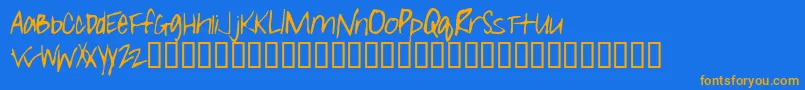 Girll-Schriftart – Orangefarbene Schriften auf blauem Hintergrund