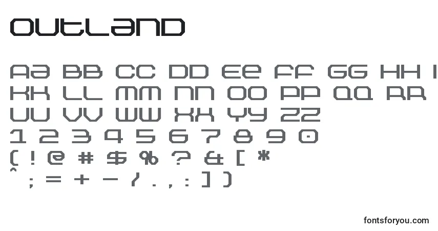 Outland-fontti – aakkoset, numerot, erikoismerkit