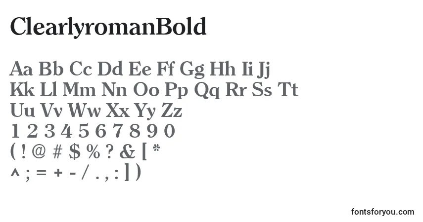 Schriftart ClearlyromanBold – Alphabet, Zahlen, spezielle Symbole