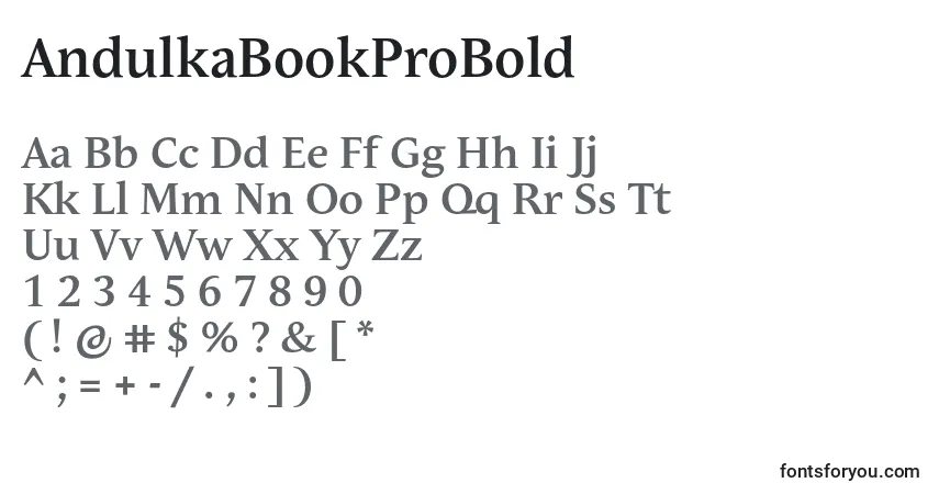 Police AndulkaBookProBold - Alphabet, Chiffres, Caractères Spéciaux