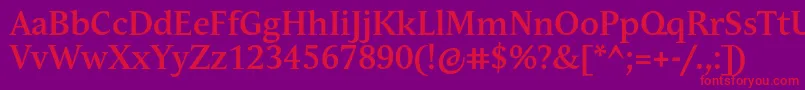 AndulkaBookProBold Font – Red Fonts on Purple Background