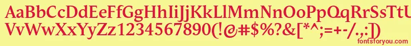 AndulkaBookProBold Font – Red Fonts on Yellow Background