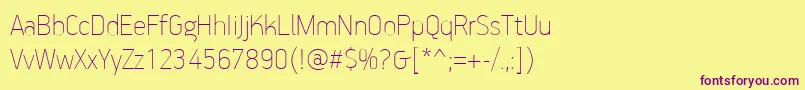 PfhandbookproExtrathin Font – Purple Fonts on Yellow Background