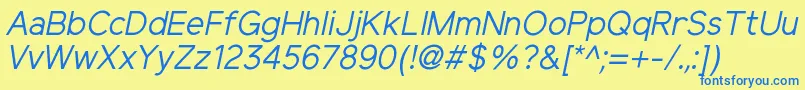 ElliotsansRegularitalic Font – Blue Fonts on Yellow Background