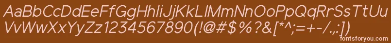 Fonte ElliotsansRegularitalic – fontes rosa em um fundo marrom