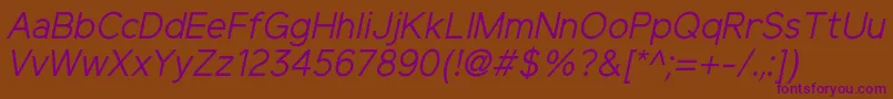 ElliotsansRegularitalic Font – Purple Fonts on Brown Background