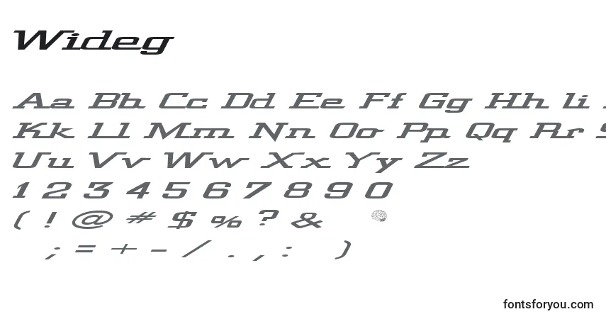 Шрифт Wideg – алфавит, цифры, специальные символы