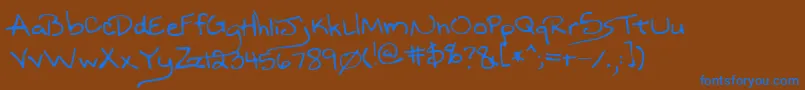 フォントNineteen – 茶色の背景に青い文字