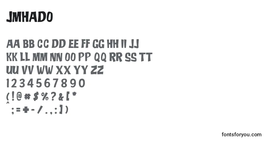 Schriftart JmhAdo – Alphabet, Zahlen, spezielle Symbole