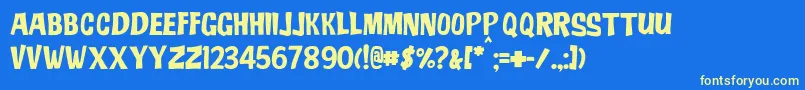 JmhAdo Font – Yellow Fonts on Blue Background