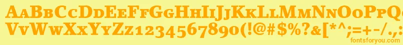 LinoletterBlackSmallCapsOldstyleFigures Font – Orange Fonts on Yellow Background