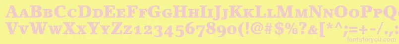 LinoletterBlackSmallCapsOldstyleFigures Font – Pink Fonts on Yellow Background