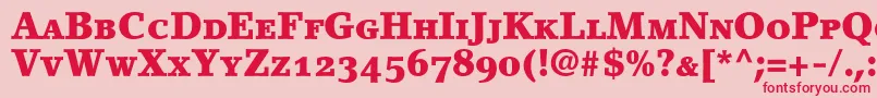Police LinoletterBlackSmallCapsOldstyleFigures – polices rouges sur fond rose