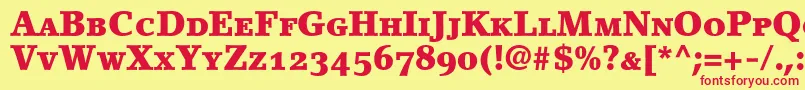 LinoletterBlackSmallCapsOldstyleFigures Font – Red Fonts on Yellow Background