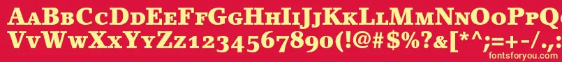 Fonte LinoletterBlackSmallCapsOldstyleFigures – fontes amarelas em um fundo vermelho