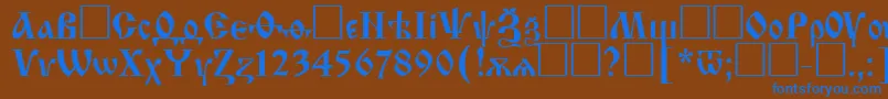 Izhitsactt-Schriftart – Blaue Schriften auf braunem Hintergrund