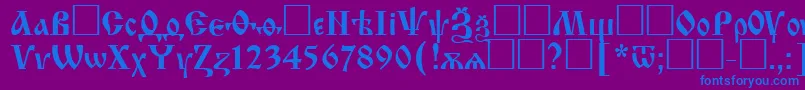Izhitsactt-Schriftart – Blaue Schriften auf violettem Hintergrund