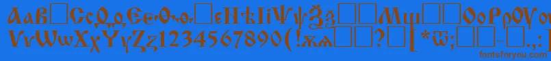 Izhitsactt Font – Brown Fonts on Blue Background